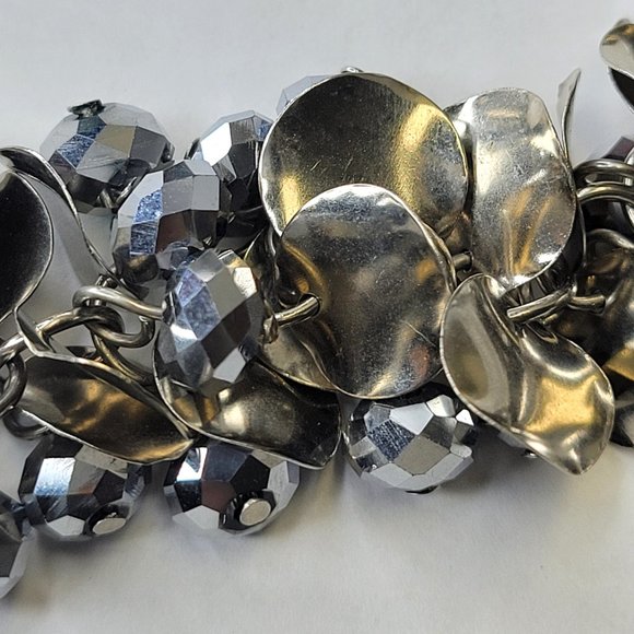 Silver Tone Choker Bib Necklace - Picture 8 of 15